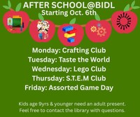 Afterschool programming added to the Library Monday-Friday